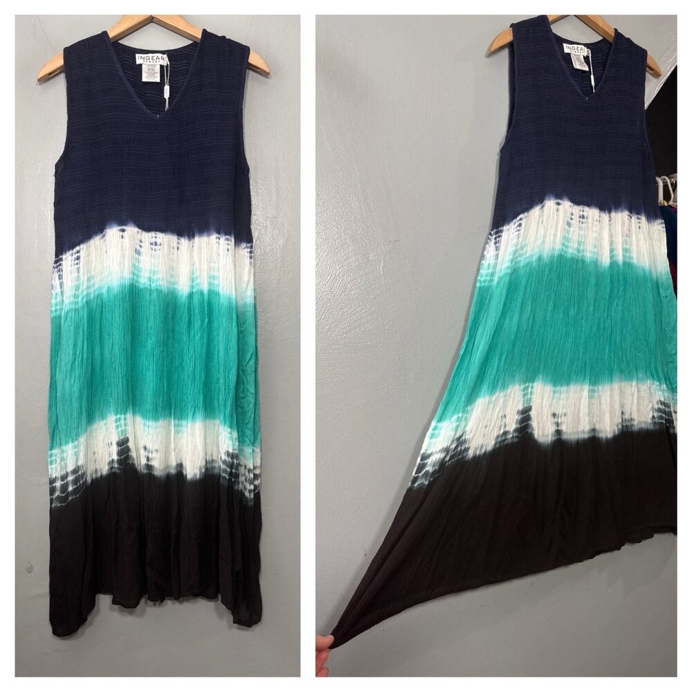 In Gear Sleeveless Sundress Size S M Blue Ombre Tie Dye Beach Vacation Resort